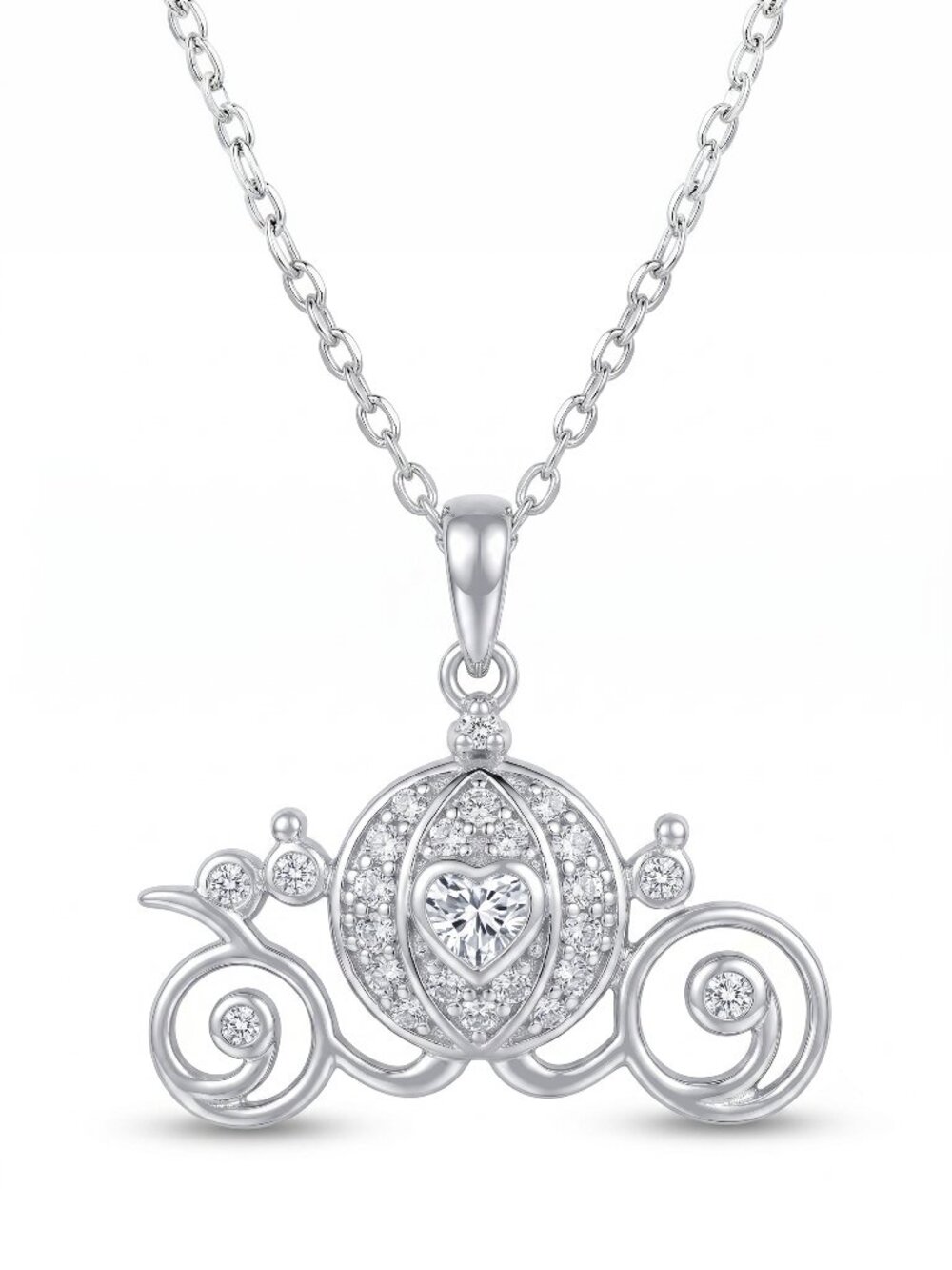 Pumpkin Carriage Necklace, 925 Sterling Silver, Charmed Aroma Cinderella